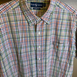 Ralph Lauren Multicolor Plaid Button-Down Shirt - Orange, Blue, Green Vintage